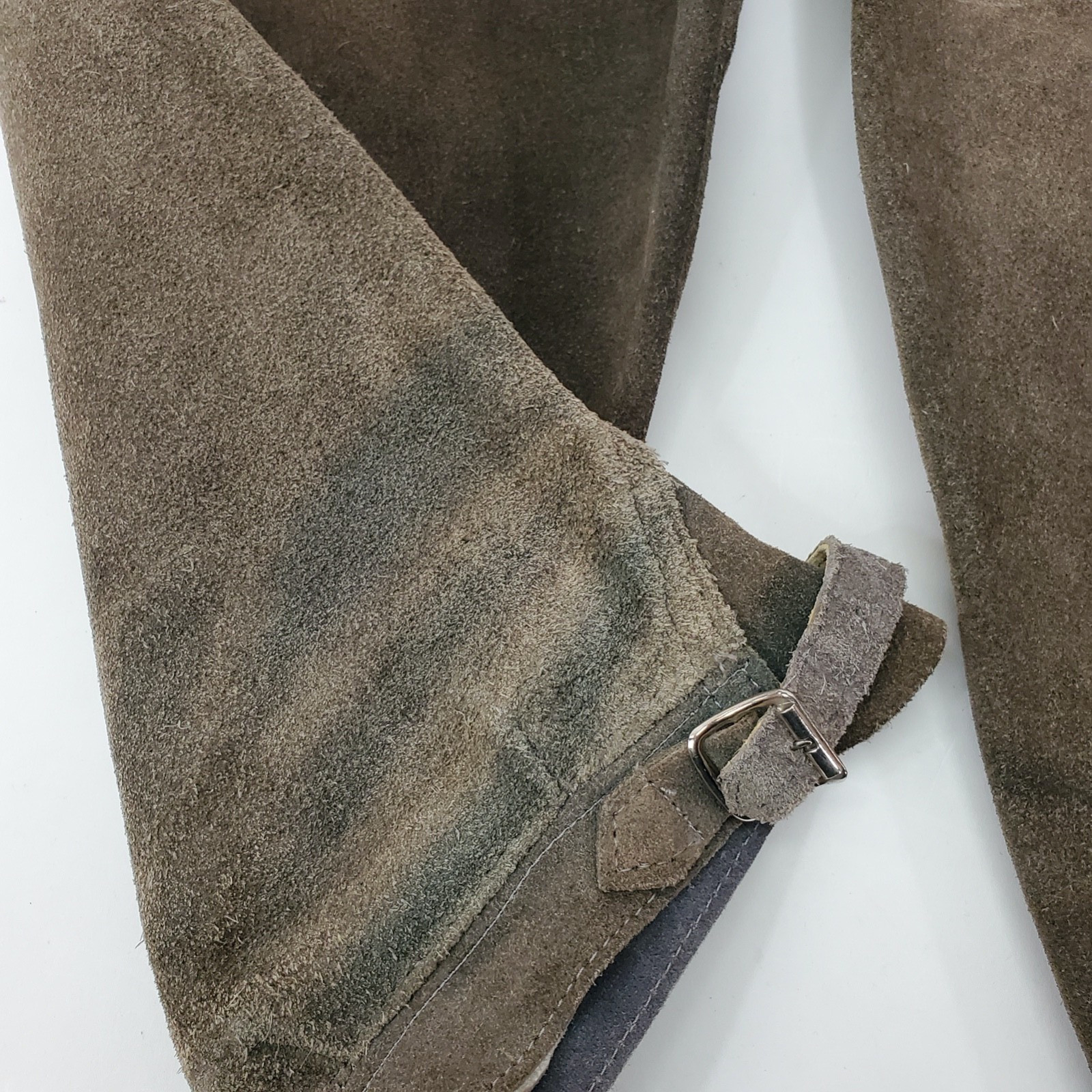Vintage German Grey/Green Rough-Out Suede Knickerbocker Lederhosen Sz 30″