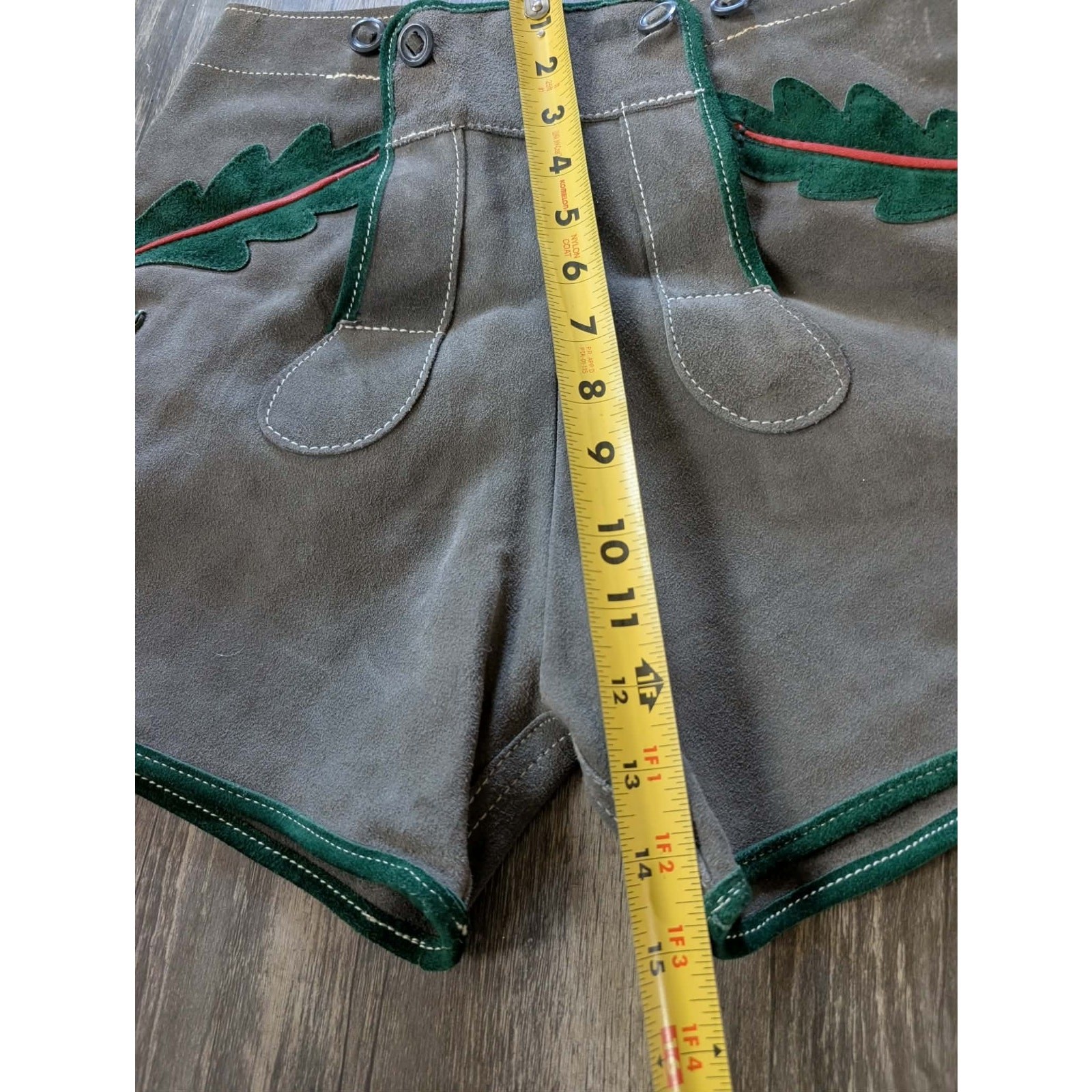 Boys Lederhosen German Gray Bavarian Suede Leather Shorts Costume Leprechaun