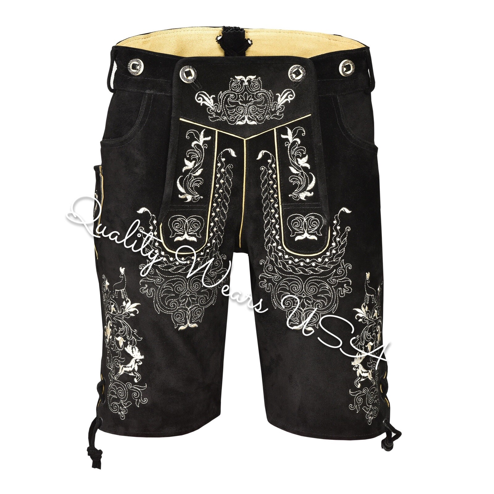 Men Oktoberfest Lederhosen- Authentic Bavarian Lederhosen-Suede Leather Trousers