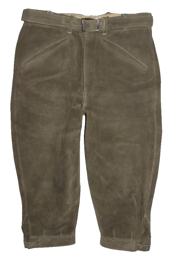 Men’s Traditional Costume Kniebund- Leather Pants From Deerskin! IN Khaki Grey “