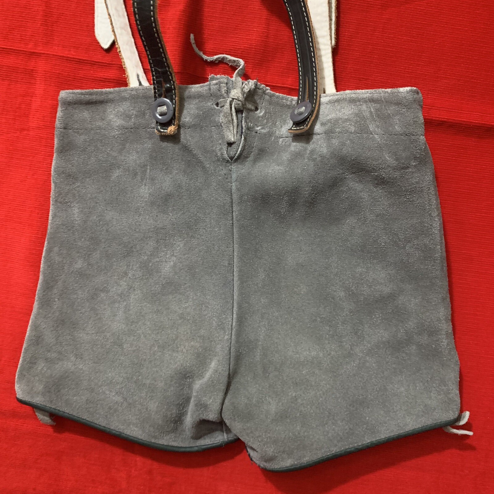 Vintage Kids Gray Suede Traditional Bavarian Lederhosen