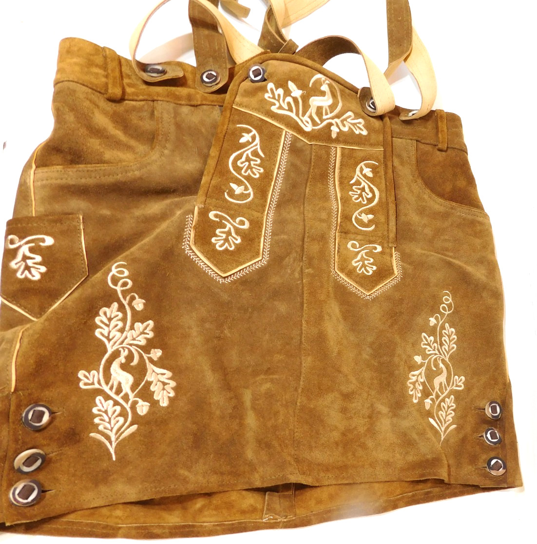 Lederhosen Leather Suspendered Shorts Vintage German Bavarian