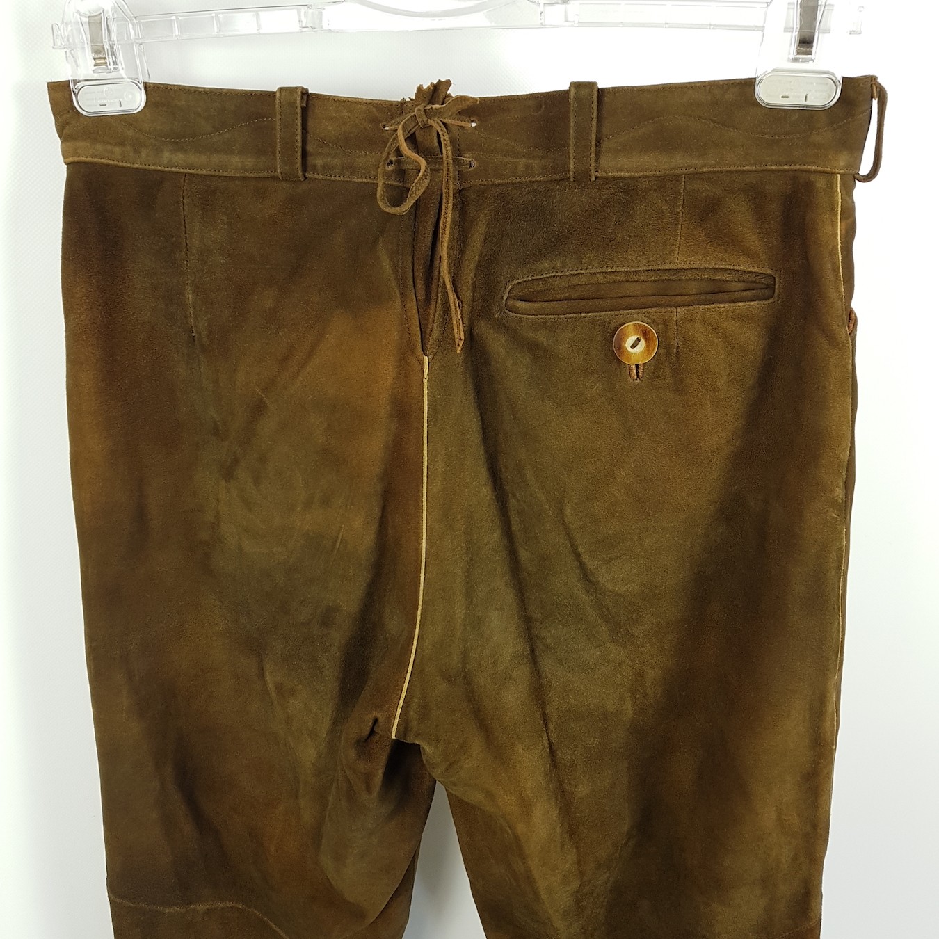 Spieth & Wensky Lederhosen Mens Sz 48 Brown Straight Pants Long Costume Leather