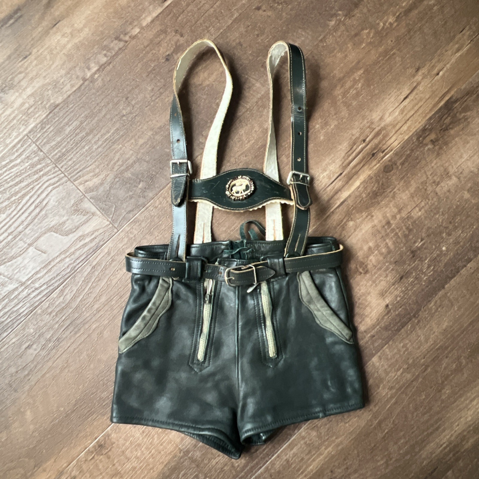 Lederhosen German Child Shorts Authentic Vintage Suede Leather German