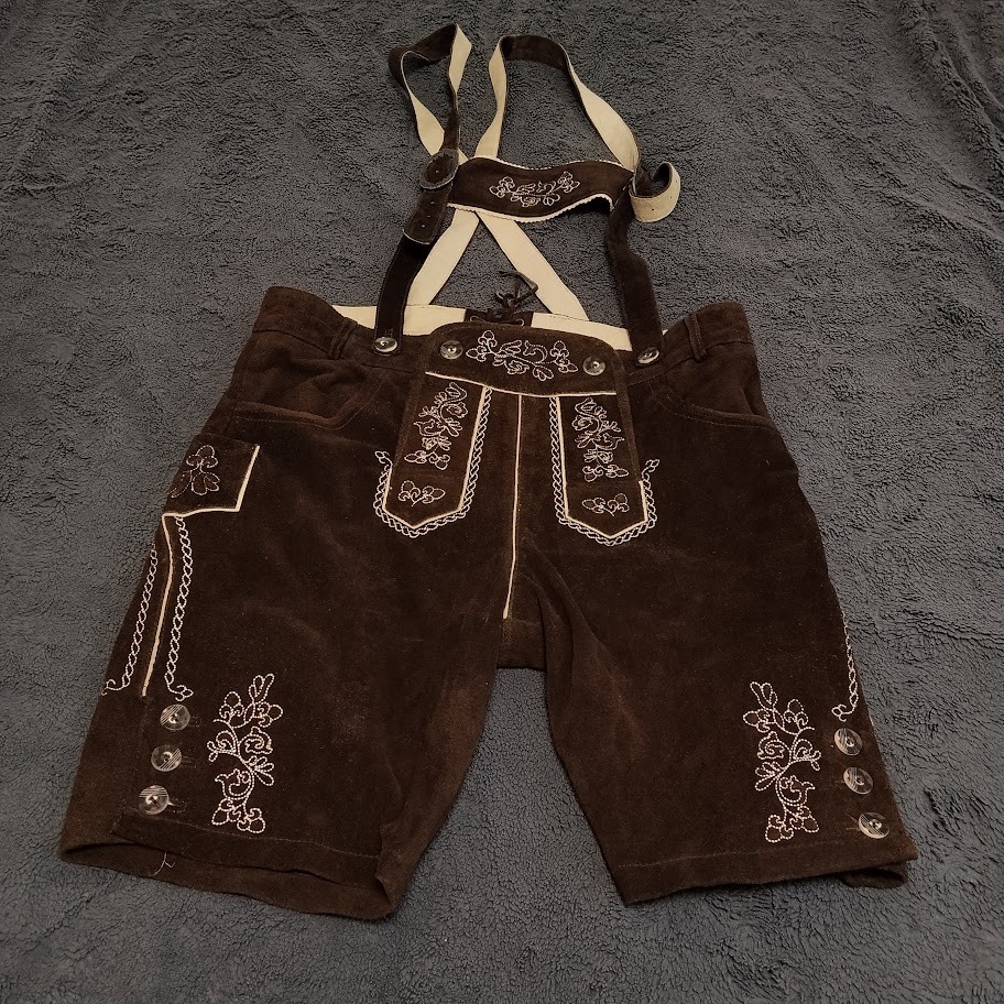 Bavarian Oktoberfest Lederhosen Shorts Antique Brown Tracht