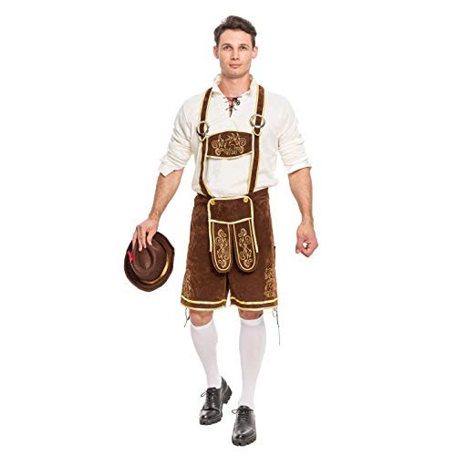Men’s German Bavarian Oktoberfest Costume Set, Beer Costume Hat X-Large Brown