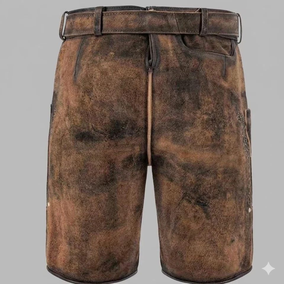 Authentic Bavarian Lederhosen | Handmade Suede Leather Trachten Shorts