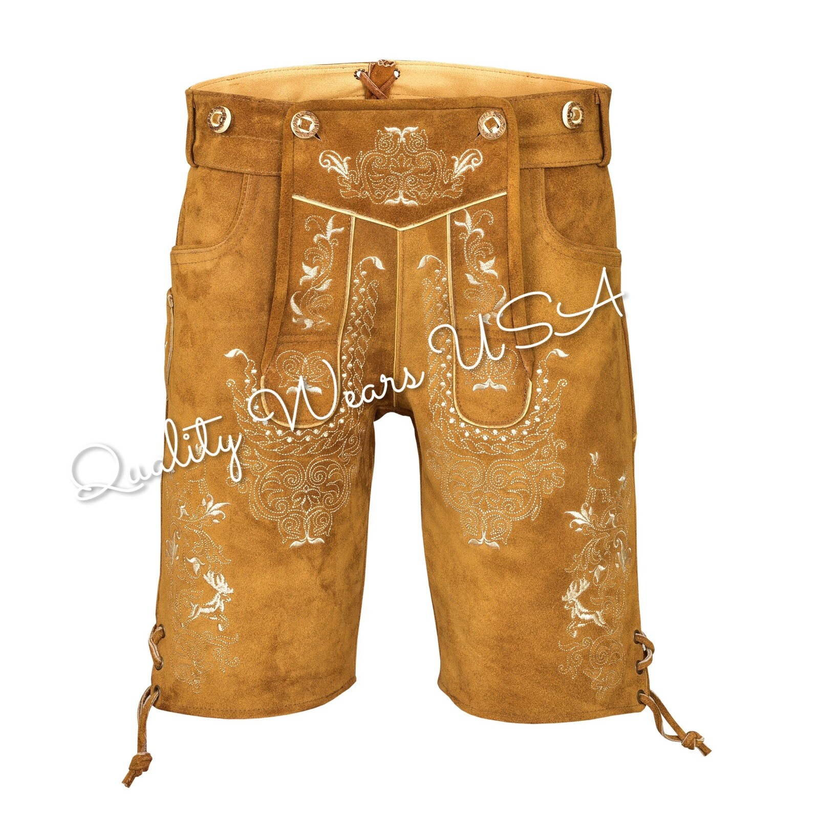 Men Oktoberfest Lederhosen- Authentic Bavarian Lederhosen-Suede Leather Trousers