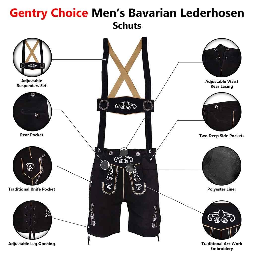 Mens Oktoberfest Costumes Lederhosen Set with Bavarian Shirt German Hat Shoes