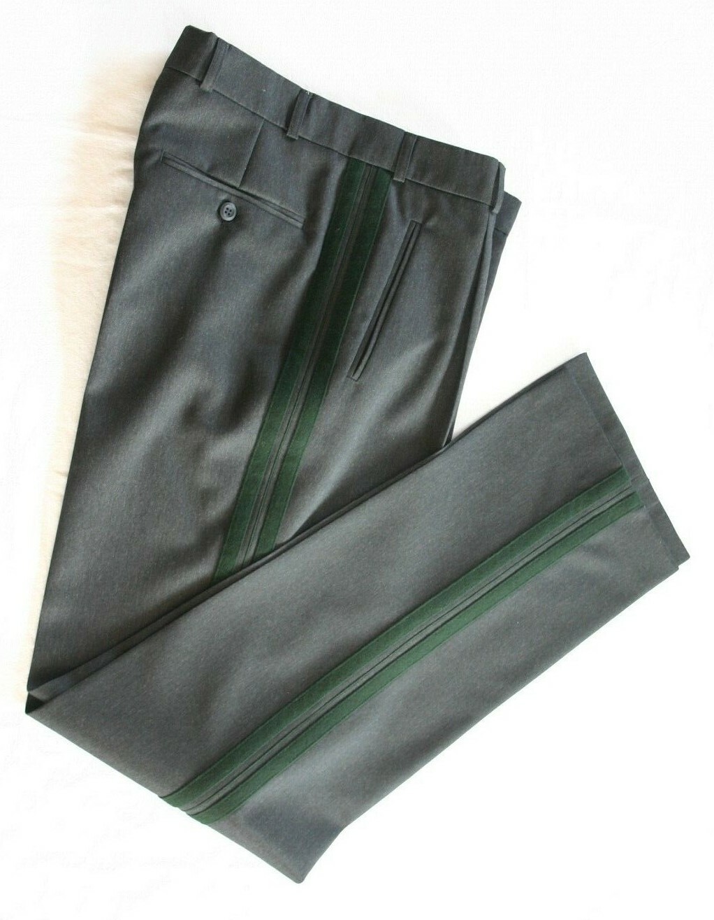 Traditional Trousers Dress Pants Suit Stripe Side Loden Grey