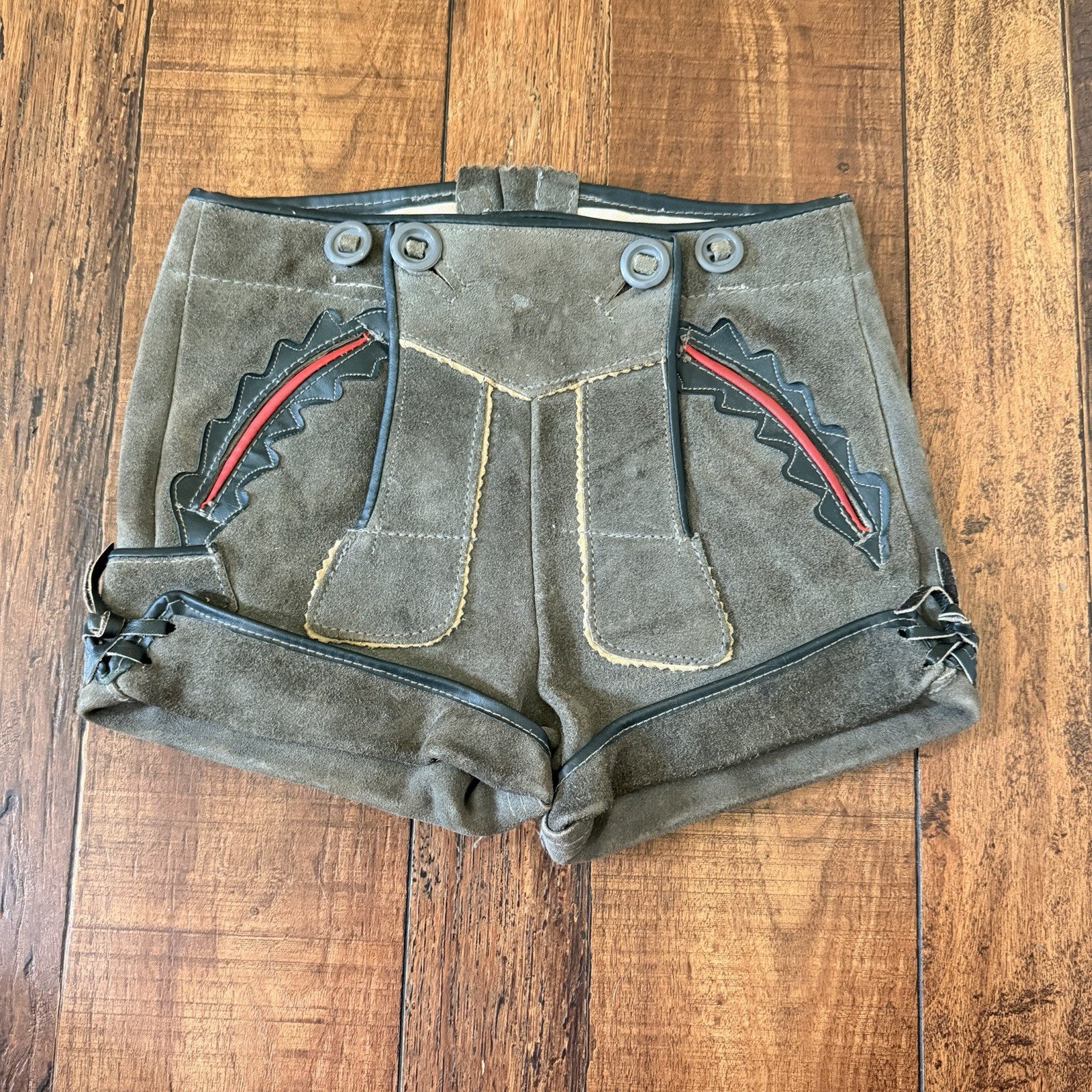 Vintage German Leather 70s Suede Shorts Bavarian Lederhosen