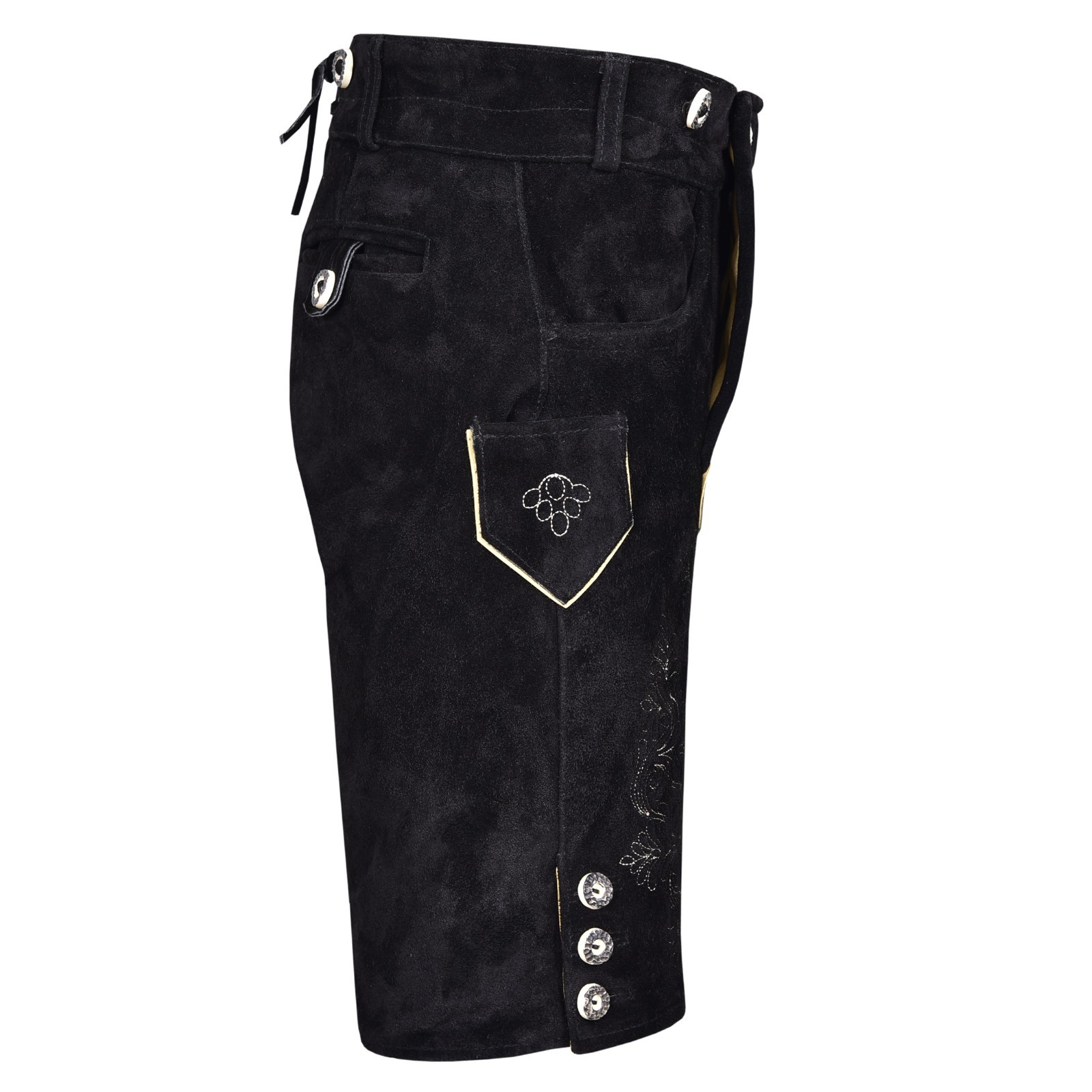 Men Traditional Leather Oktoberfest Lederhosen (Brown, Black, Gold, Med Brown)
