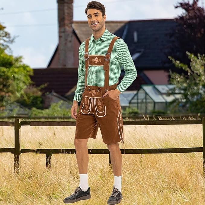 Lederhosen, Men Oktoberfest Outfits, German Lederhosen October Festival Costume