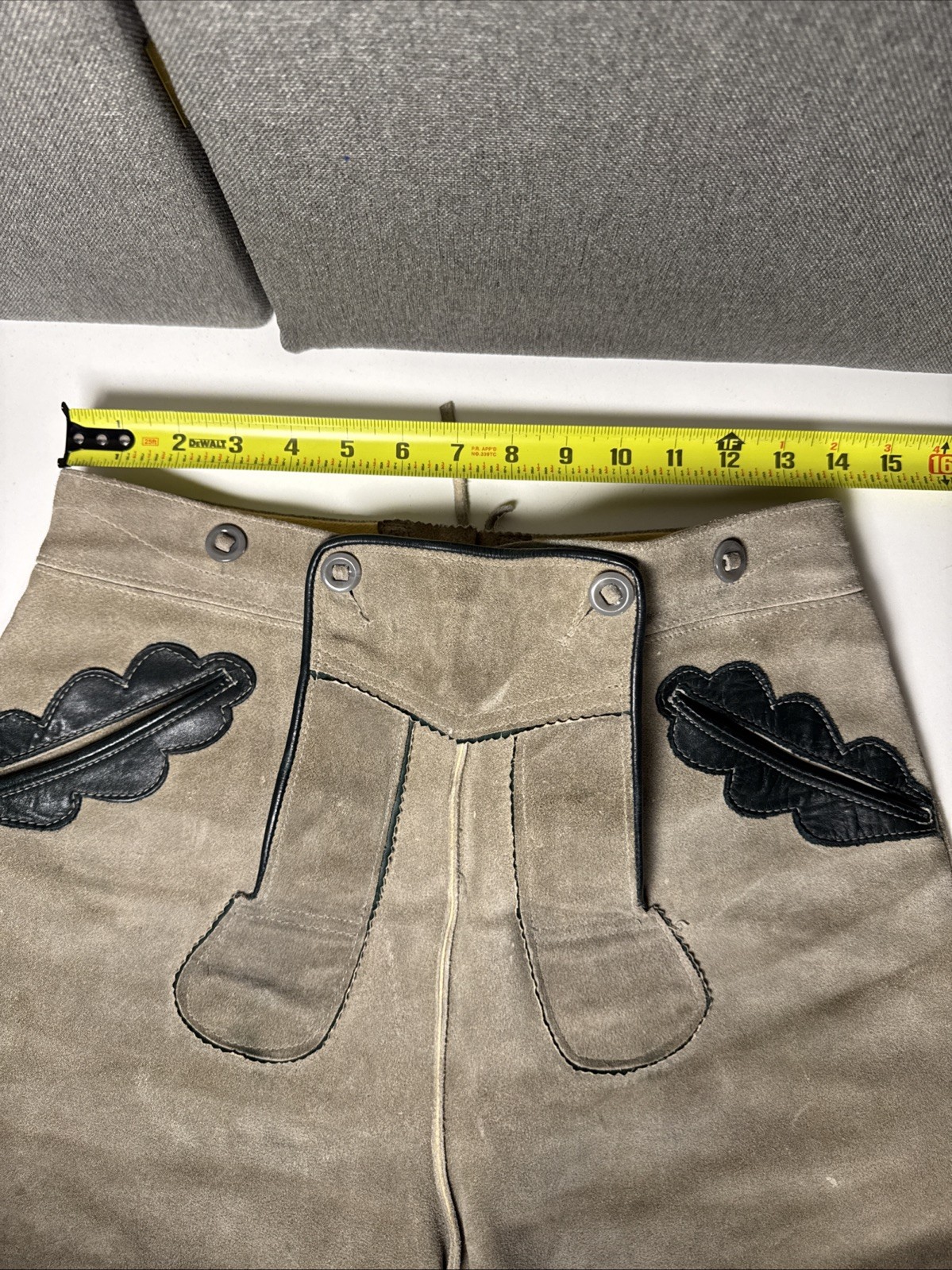 Vintage German Lederhosen Grey Suede Shorts Oktoberfest Men’s 28 Inch Waist