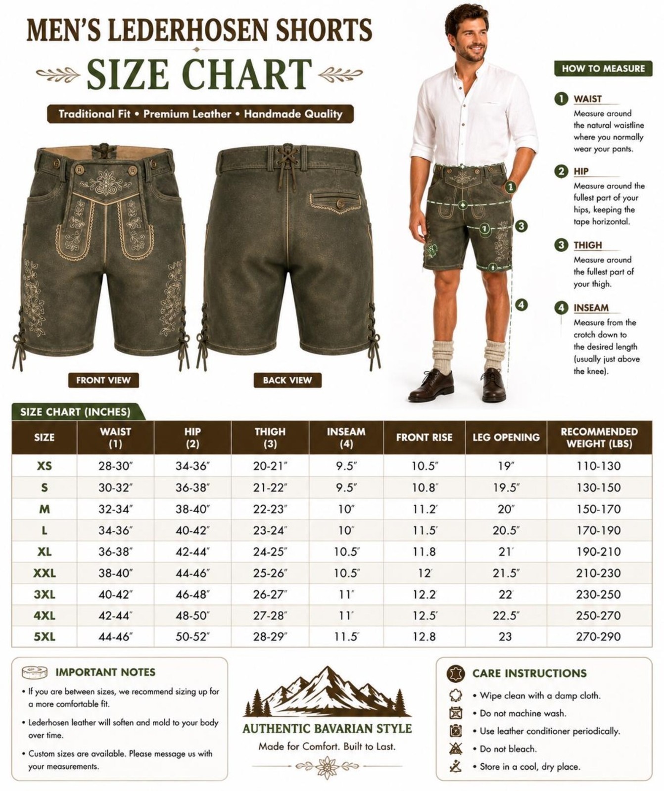 Men’s Leather Lederhosen Shorts Handmade Bavarian Oktoberfest Shorts Traditional