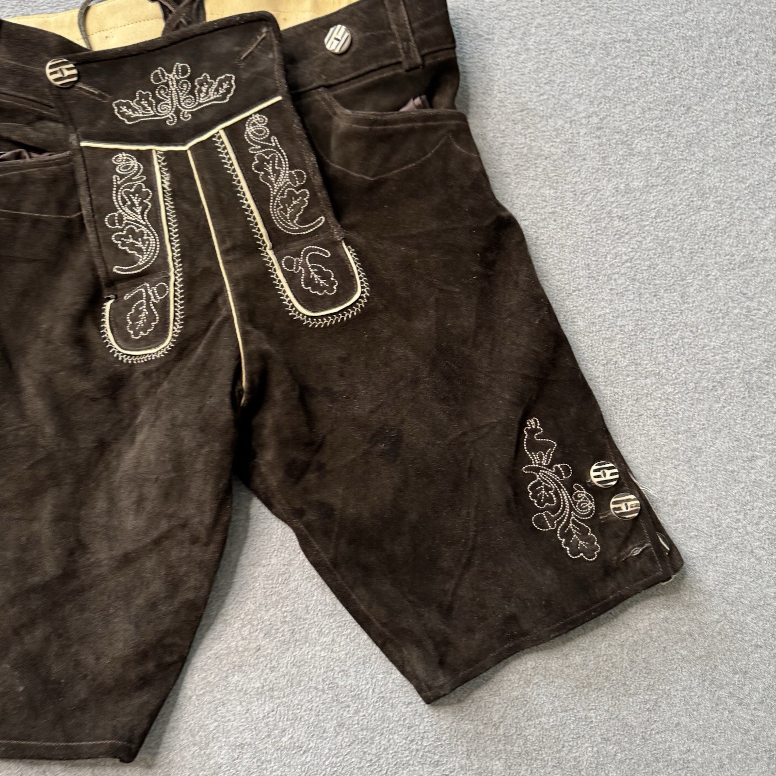 Lederhosen4u Shorts Mens 50 Brown Leather Suede German Oktoberfest Traditional