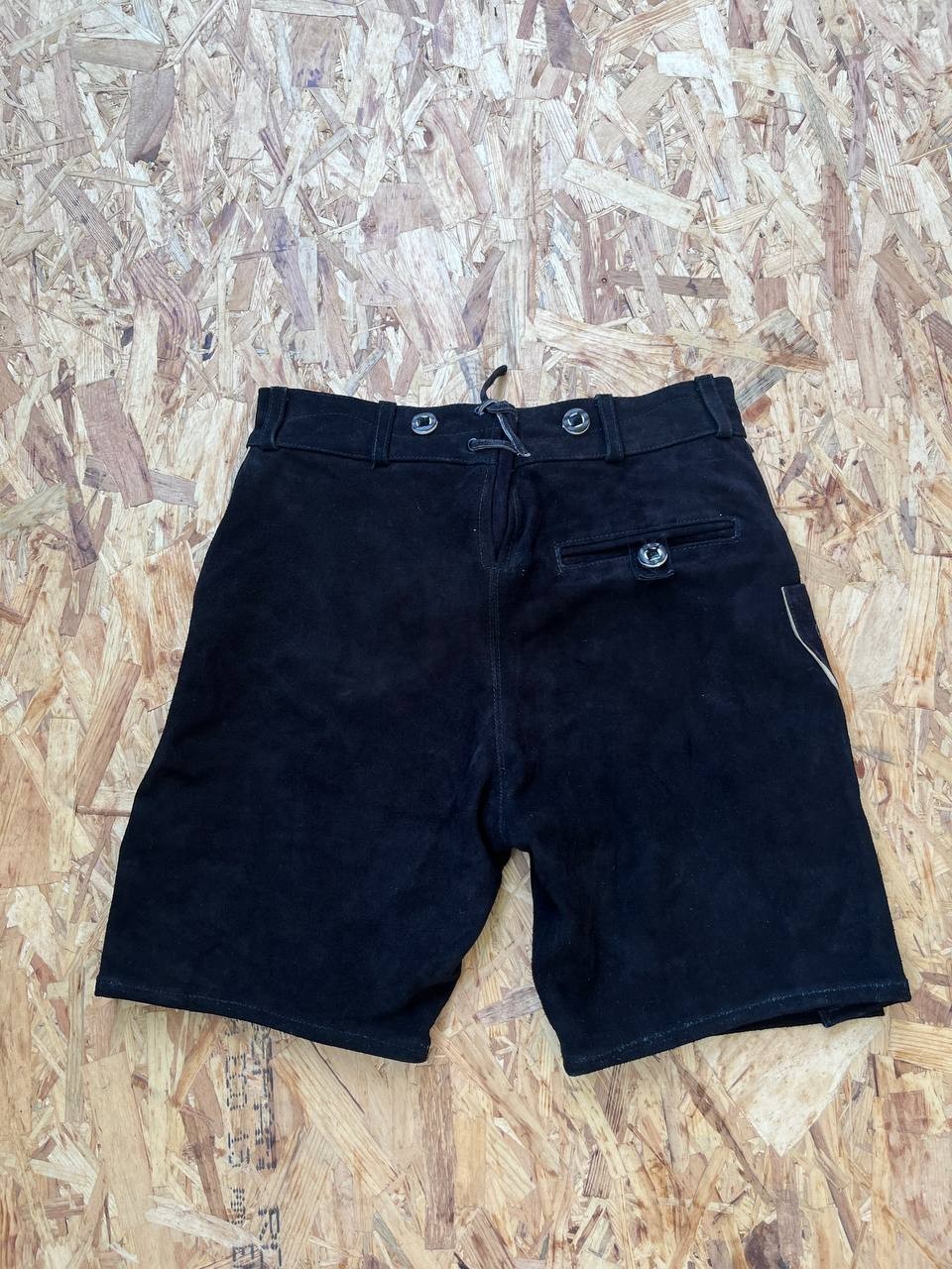 TR Martha Genuine Suede Leather Lederhosen Shorts Black Embroidered NWT Size 48
