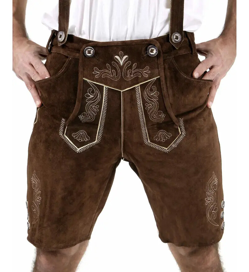 Men’s Bavarian Tratchen Lederhosen Pant German Oktoberfest Suede Leather Pants