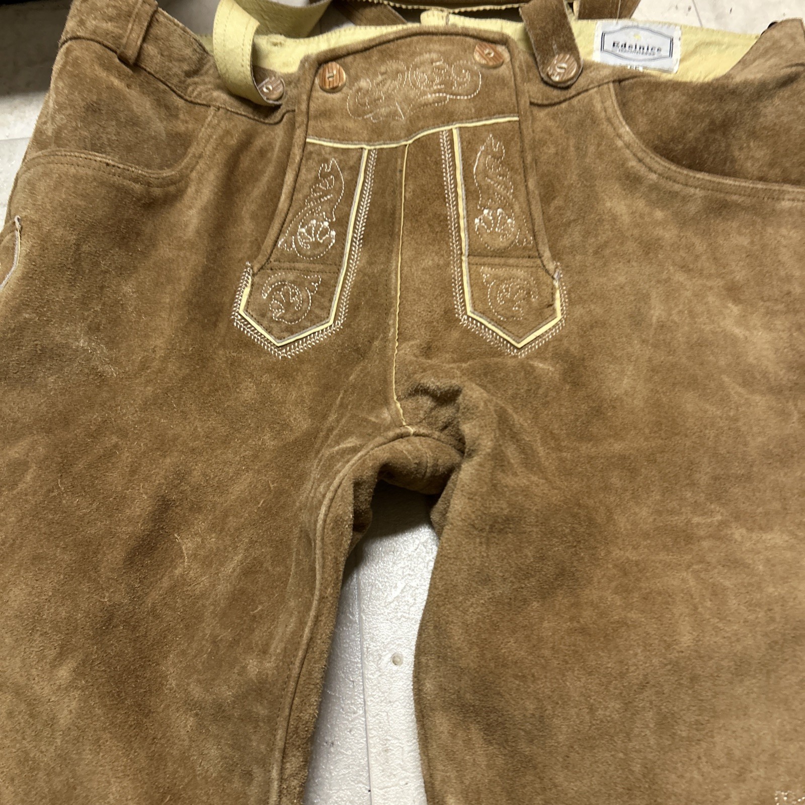 EDELNICE TRACHTEN LEDERHOSE MIT TRÄGER GRÖßE:66/M BRAUN NEUWERTIG