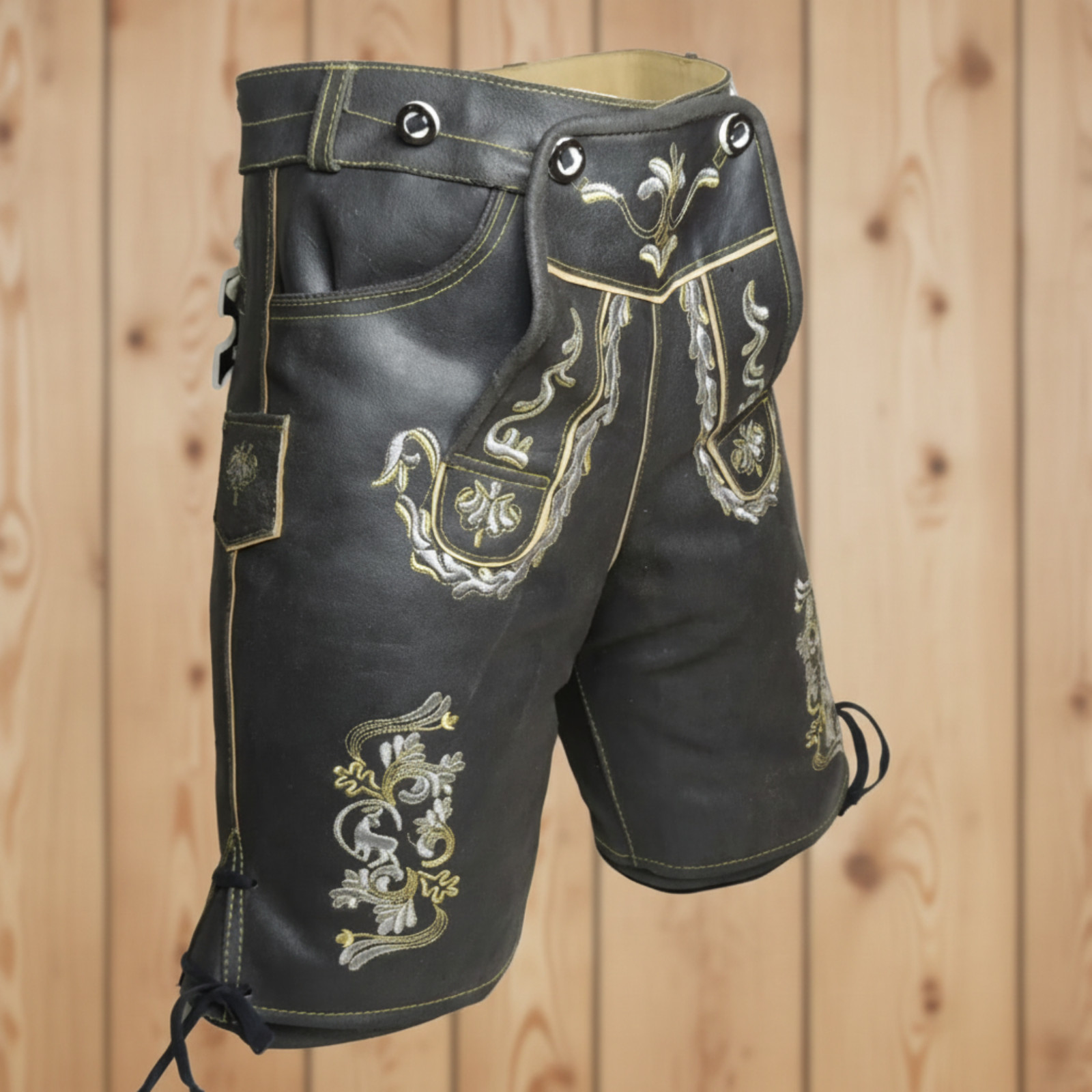 Lederhosen Men Octorberfest Genuine Leather Golden Brown Antique