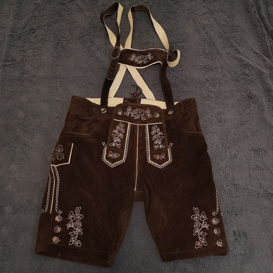 Bavarian Oktoberfest Lederhosen Shorts Antique Brown Tracht