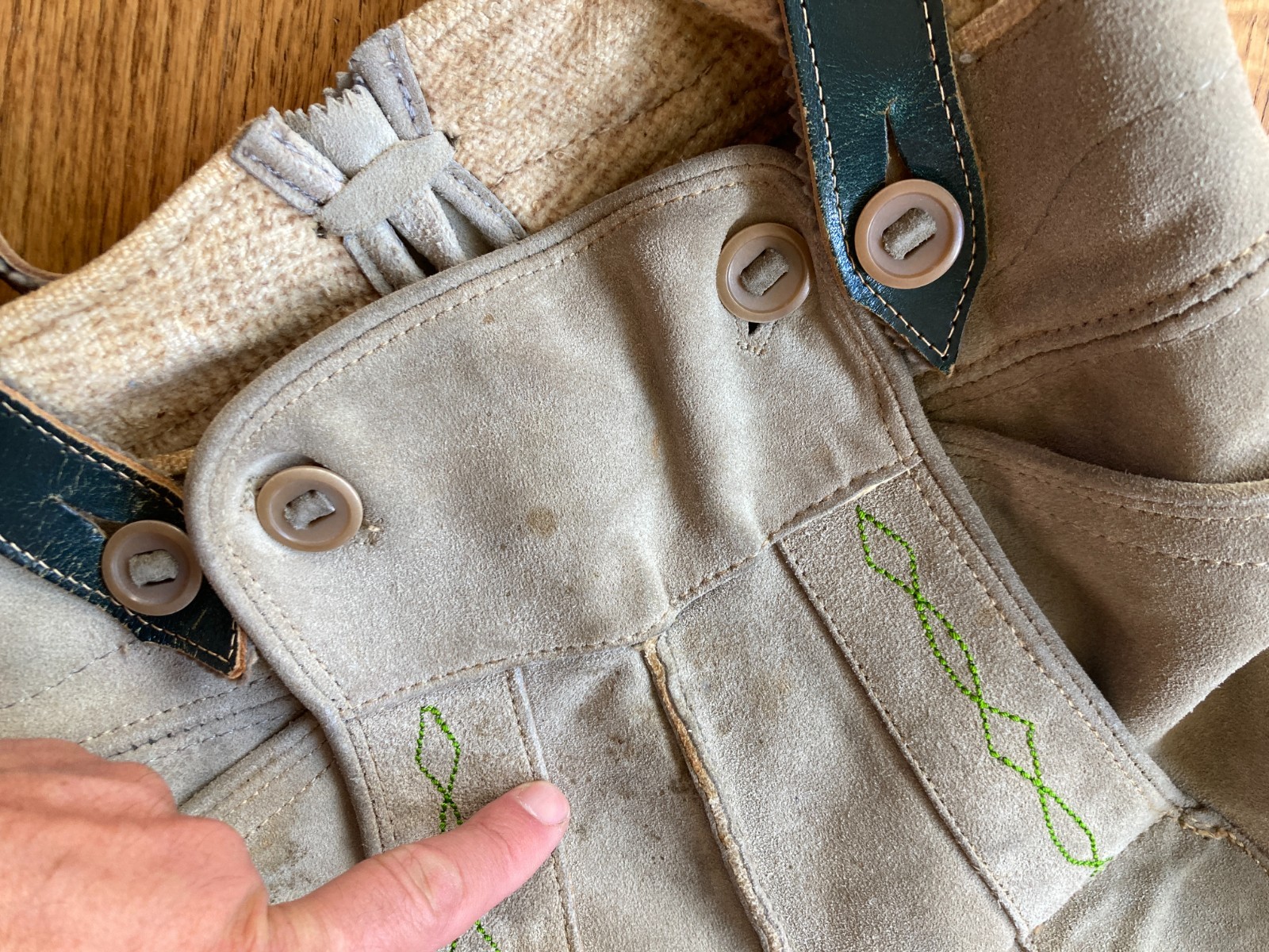 Lederhosen Boys size. Vintage Gray Leather