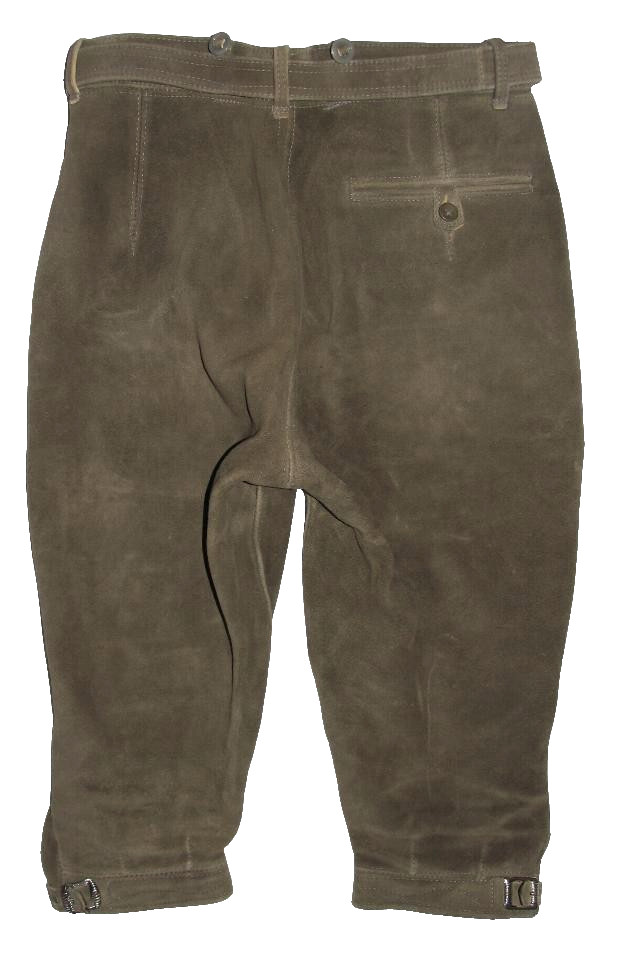 Men’s Traditional Costume Kniebund- Leather Pants From Deerskin! IN Khaki Grey “