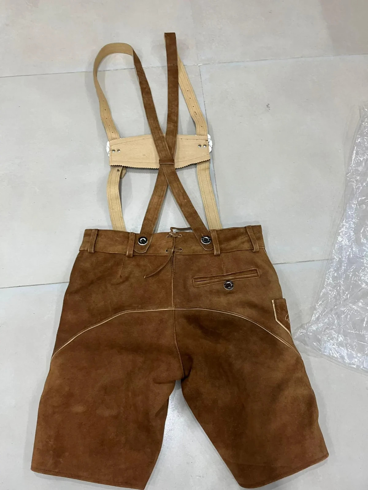 Men’s Authentic Suede Lederhosen: Embroidered Suspenders Oktoberfest Costume