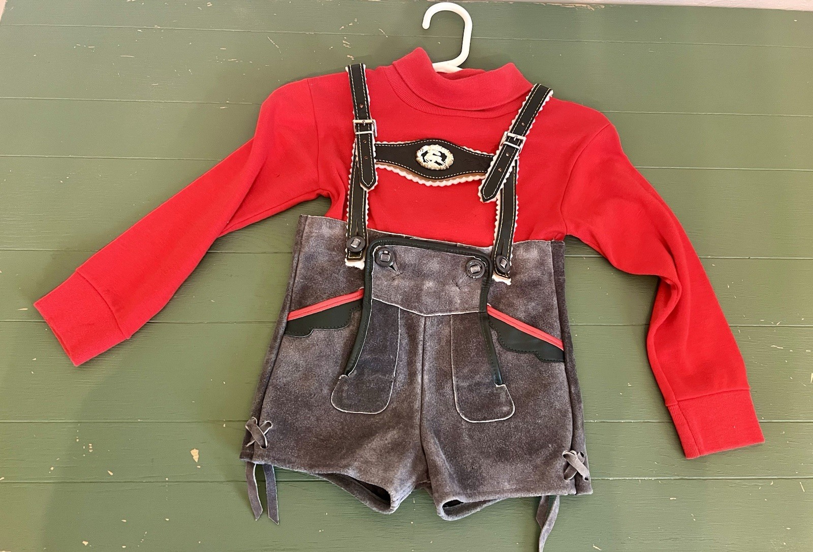 Lederhosen German Child Shorts Authentic VTG Suede Leather German 6 Golimbeck