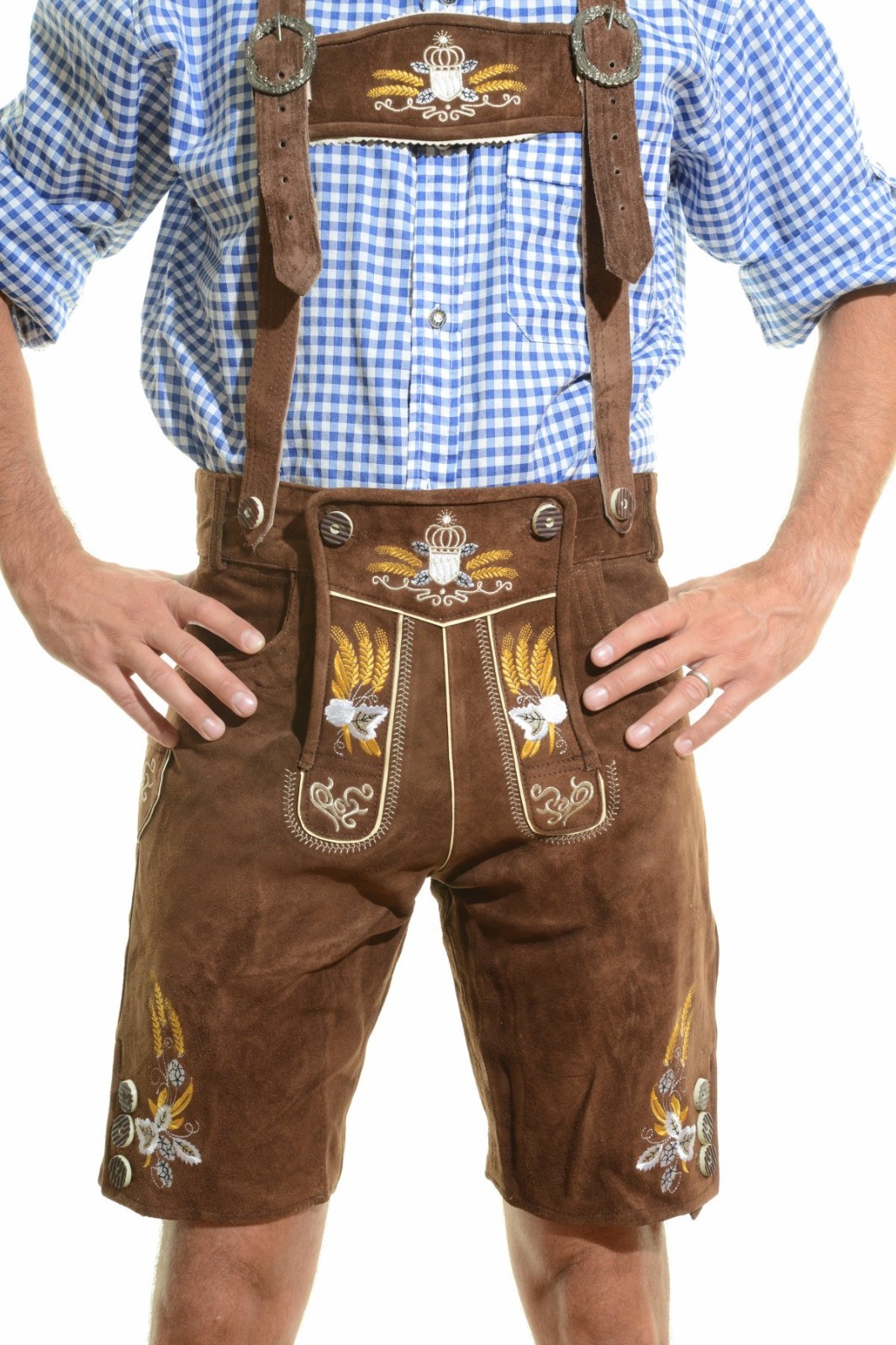 NEW Bavarian Oktoberfest Lederhosen Shorts Antique Brown Tracht #OKTOBERFEST