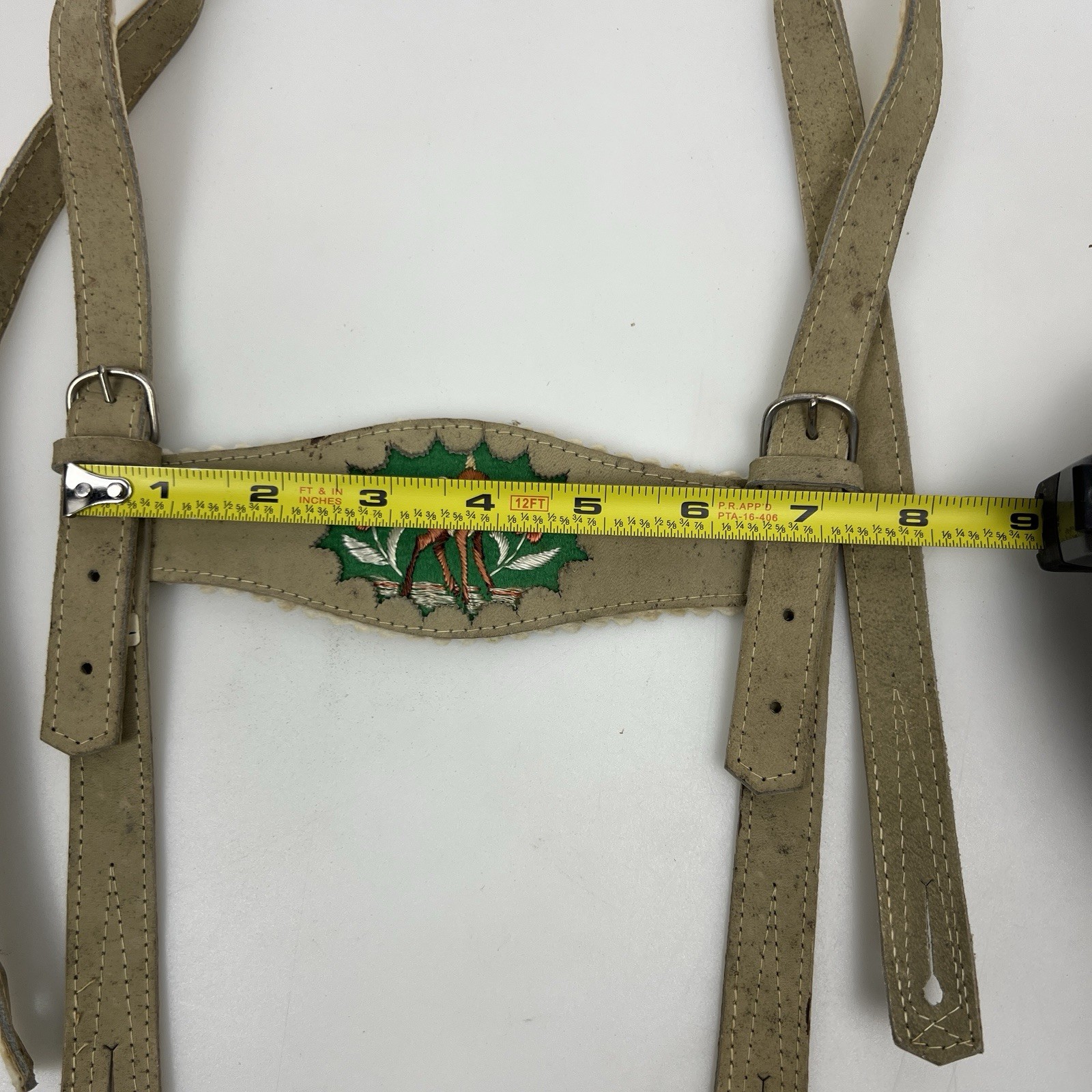 Vintage German Bavarian Lederhosen Suspenders Youth Deer Embroidered