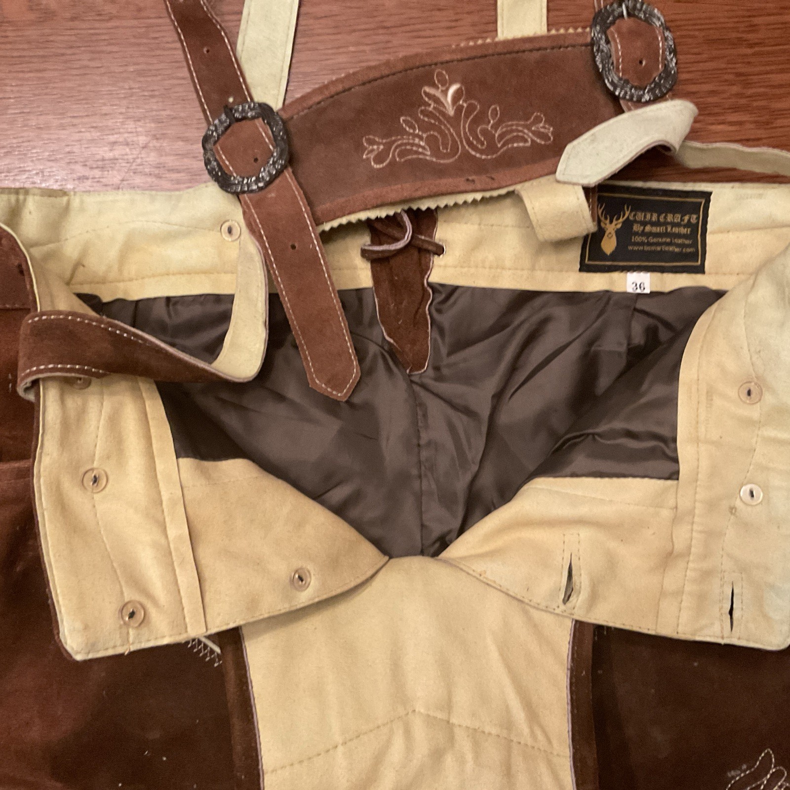 Leather Suspendered Shorts Vintage German Bavarian BY SMART LEATHER
