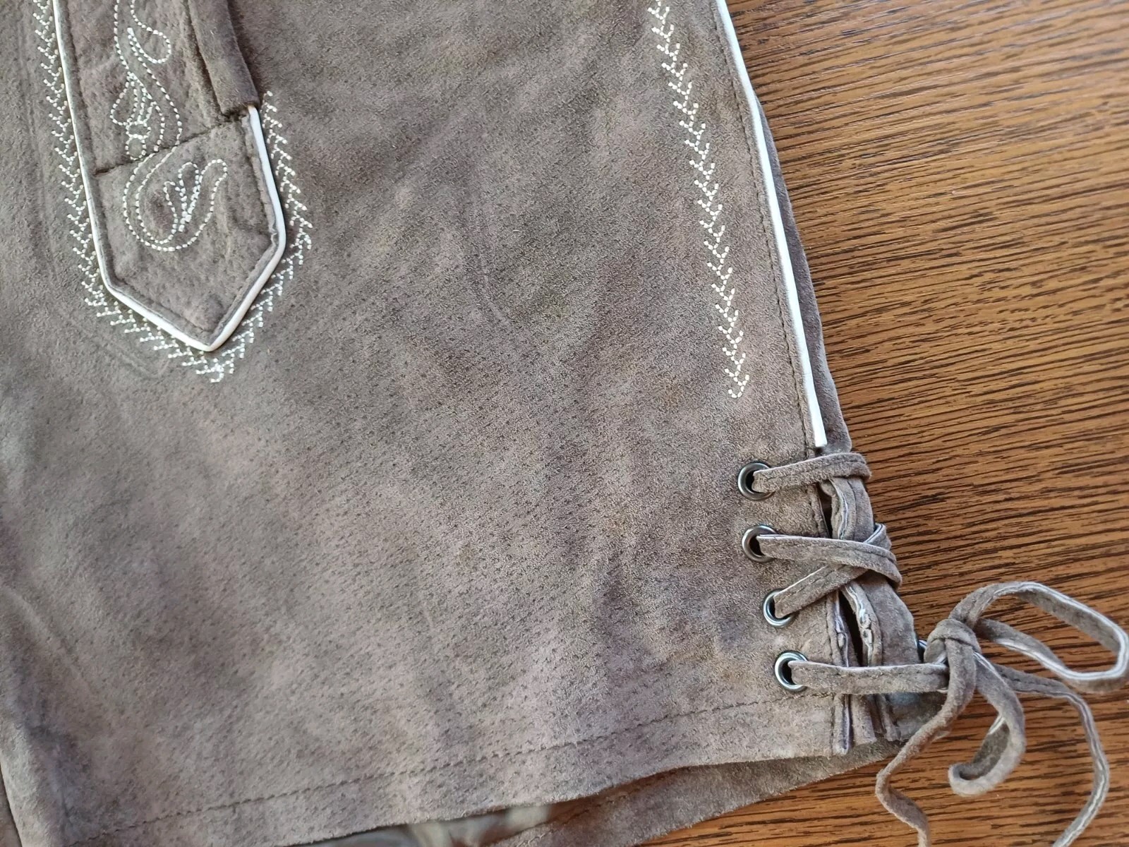 Bavarian Trachten Oktoberfest Leather Lederhosen Leder Shorts Womens Size 42 W35
