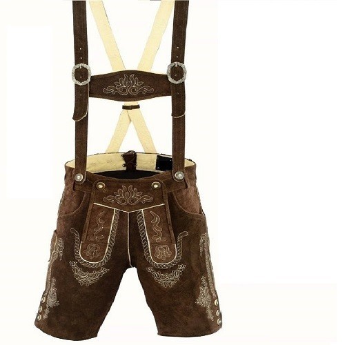 Authentic Bavarian Lederhosen Mens Suede Leather Shorts Oktoberfest Wear