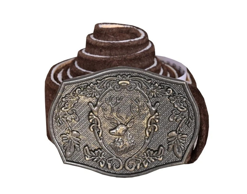 Traditional Bavarian Antiques Suede Leather Belt German Mens Oktoberfest Outfit