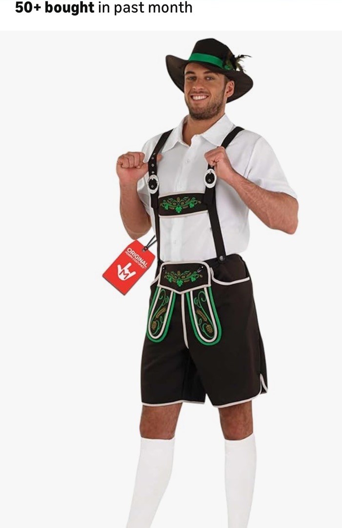 Mens Oktoberfest LG Bavarian Lederhosen Beer Fest Bavarian German 3 PC