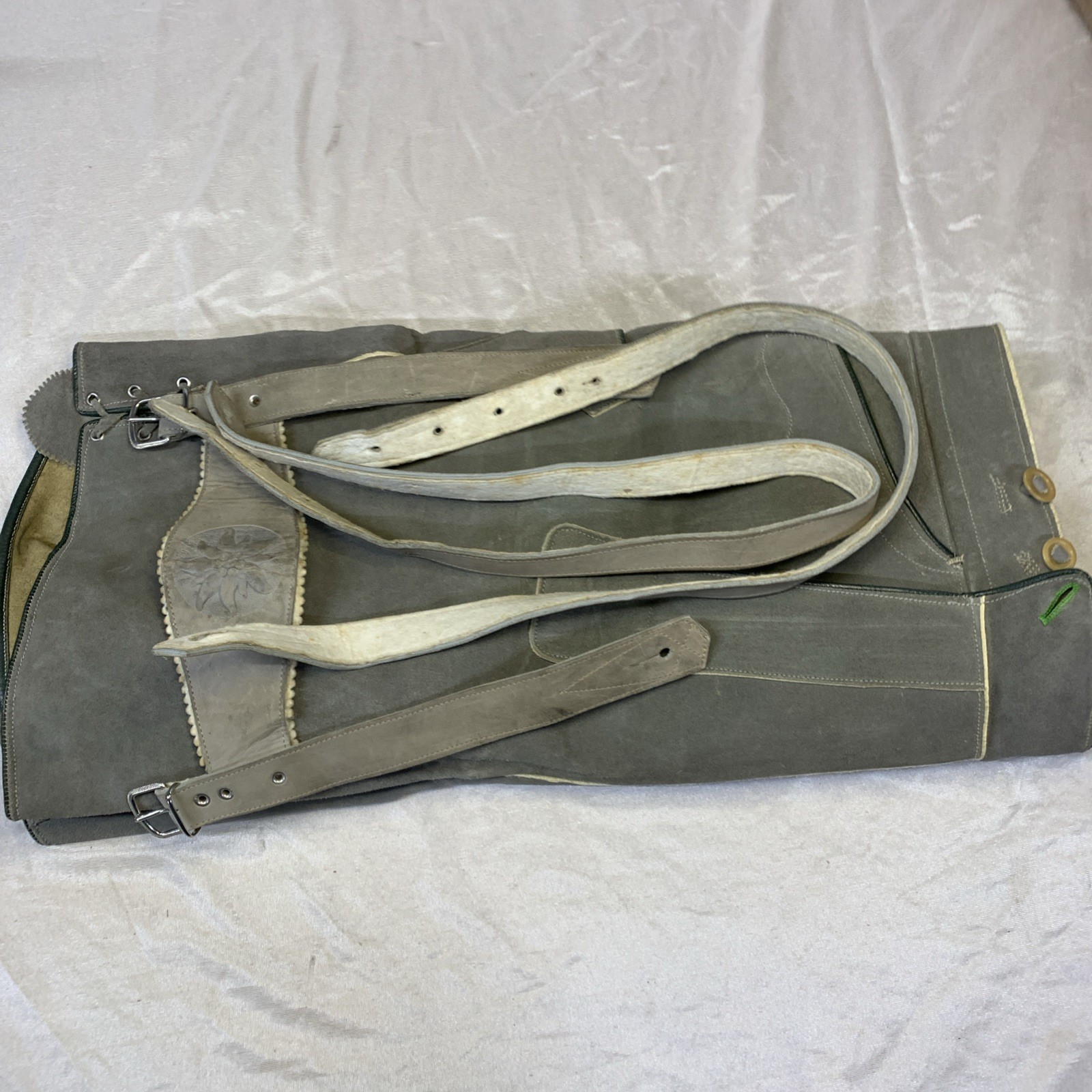 Vintage Austrian Lederhosen Heichlinger 32 Waist Suspenders Breast Plate