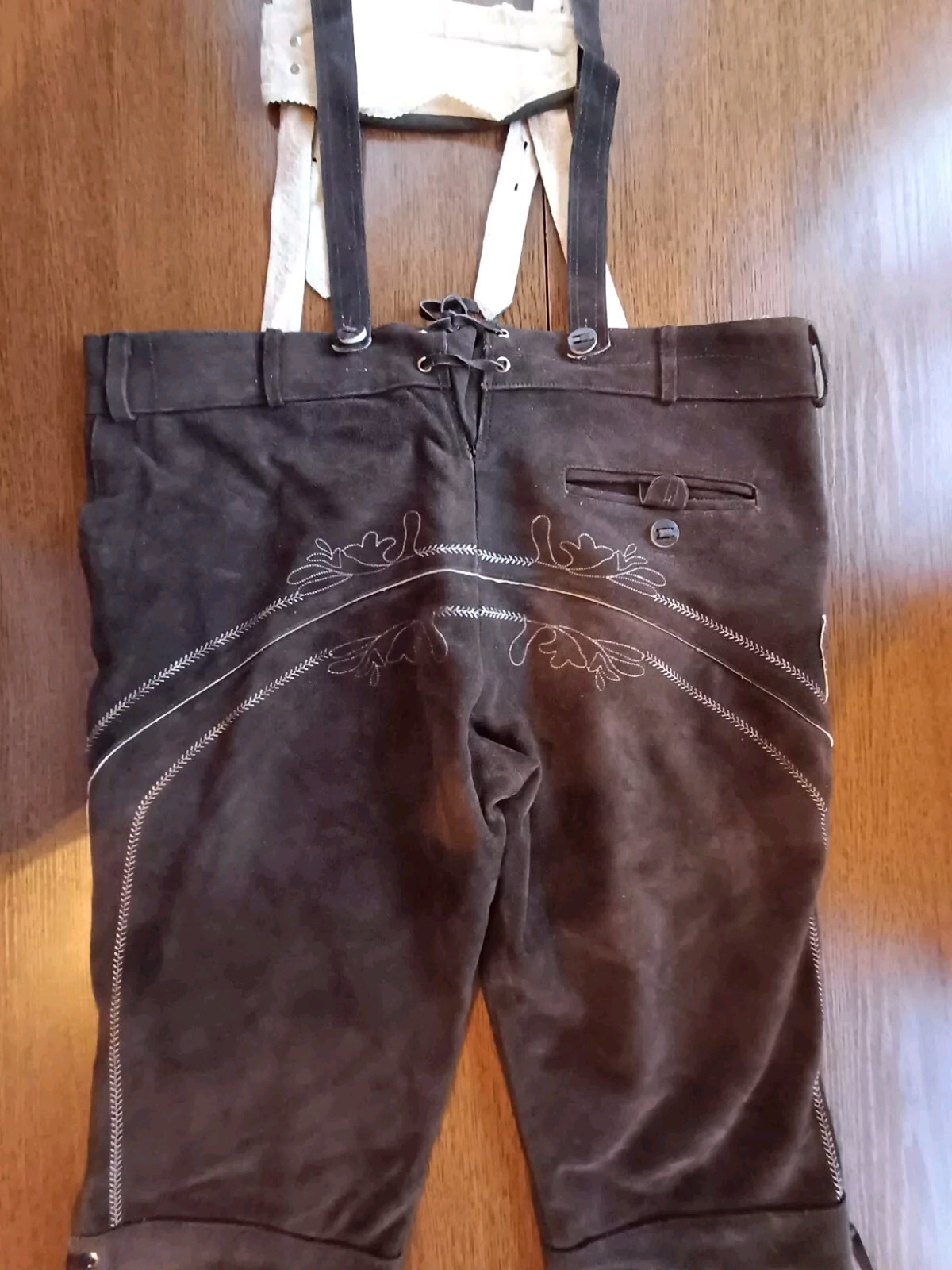 Bavarian Trachten Oktoberfest Suede Leather Lederhosen Shorts Pant Size W 42-44