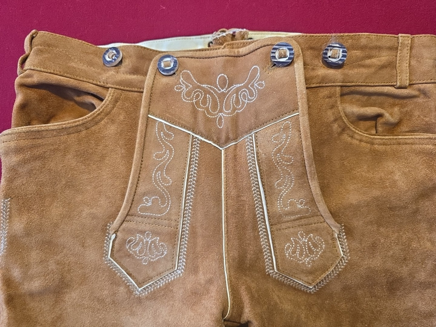 Otto Almbock Lederhosen Pants Men’s 35 Eu50 Suede German Oktoberfest Embroidered