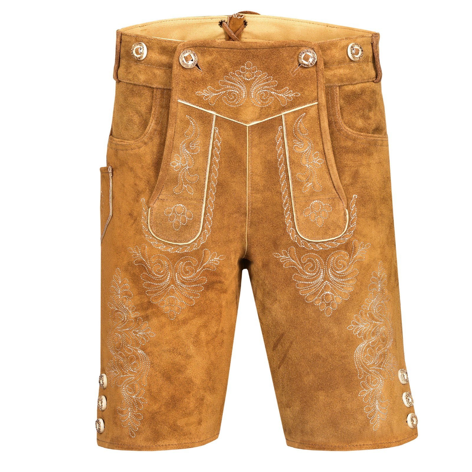 Men Traditional Leather Oktoberfest Lederhosen (Brown, Black, Gold, Med Brown)
