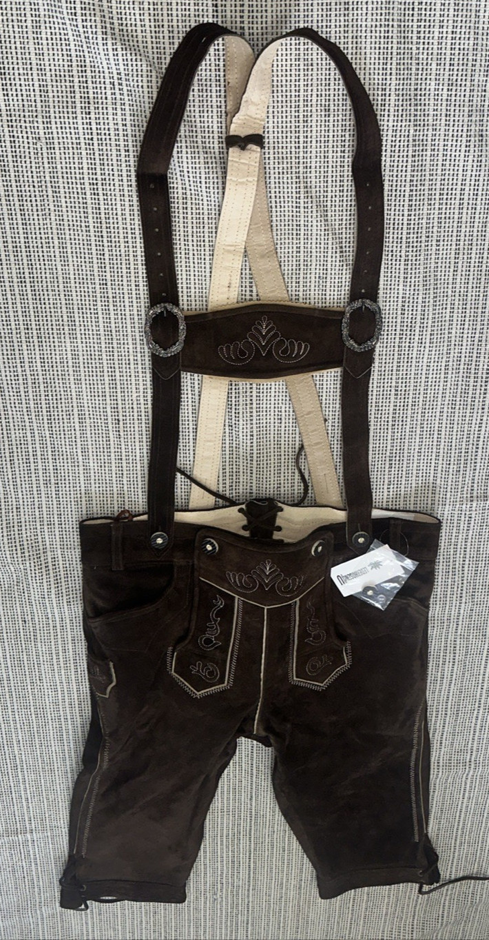 Lederhosen4U Brown Suede German Lederhosen Hans Size 52 New