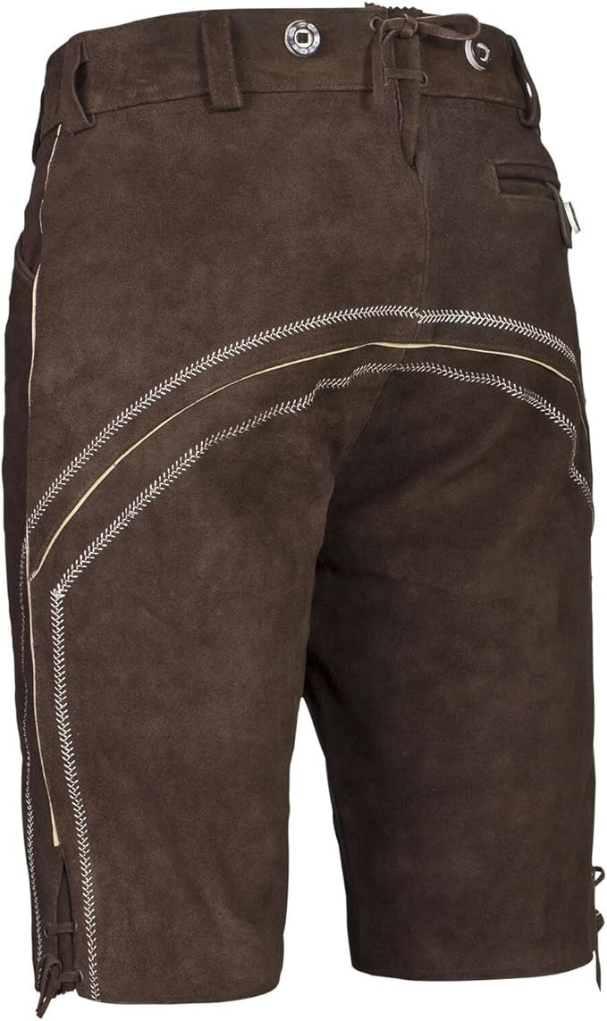Noble House men’s traditional leather pants with straps suede short New