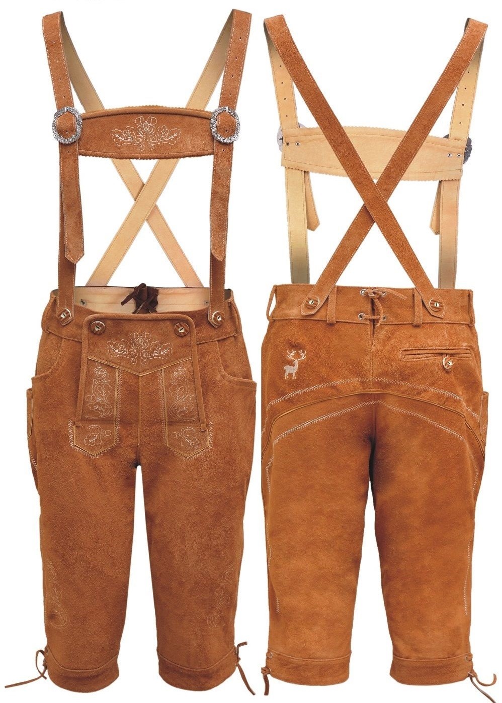 Oktoberfest Bavarian Lederhosen Men German Real Leather Matching long Short New