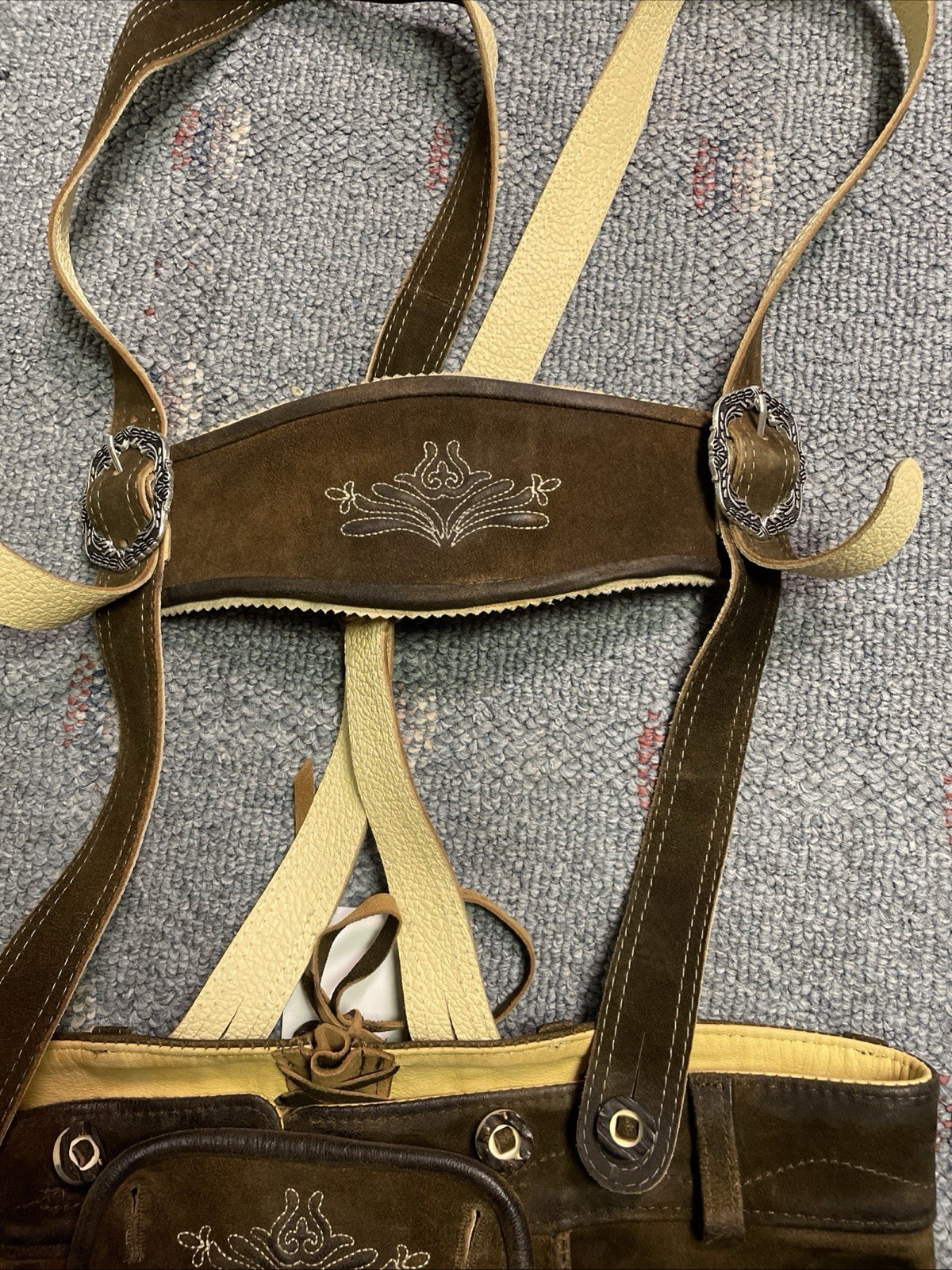 NWT Mens German Brown Leather Lederhosen Size EU 50 US 34 Octoberfest New