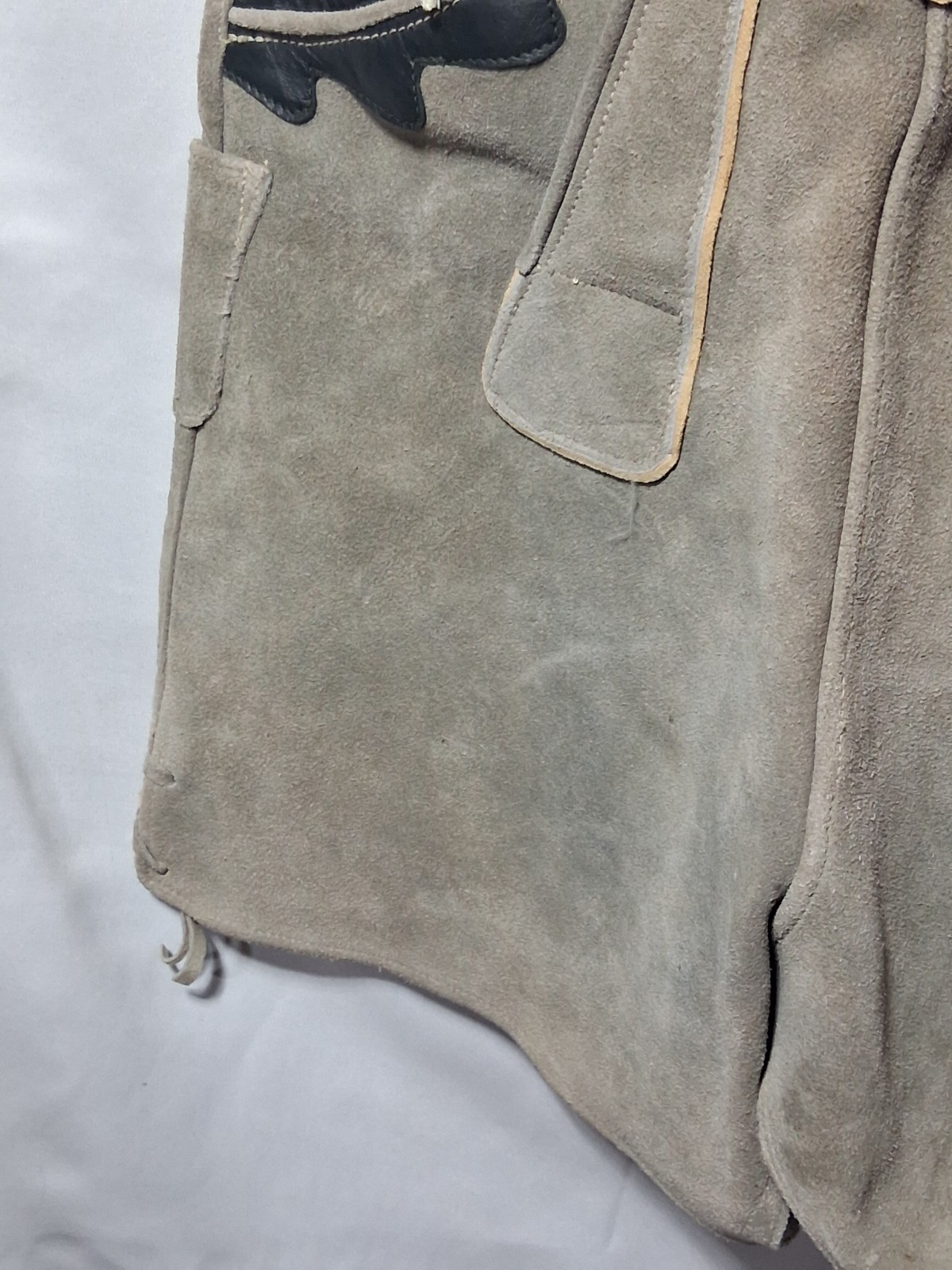 Vintage Haelson Suede Leather Lederhosen Shorts, EU 40 Waist Suspenders & Hat