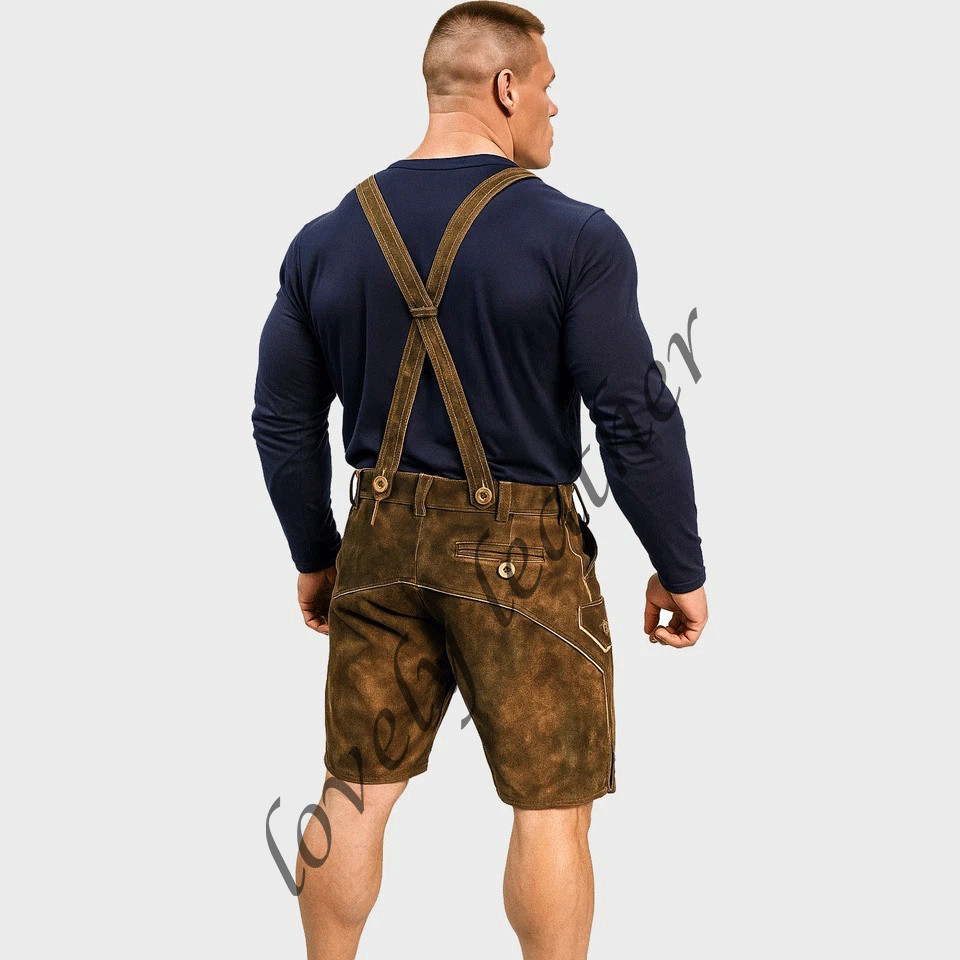 Bavarian Lederhosen Men Suede Lederhosen Brown Oktoberfest Costume German Outfit