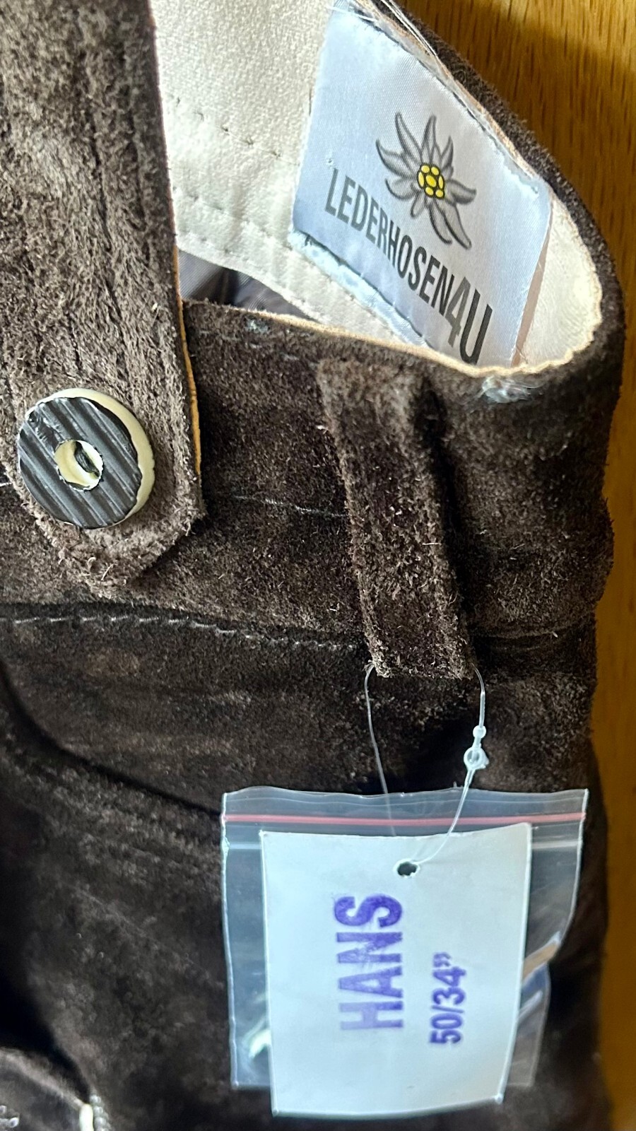 NWT Lederhosen4U Brown Lederhosen Hans 50/34″