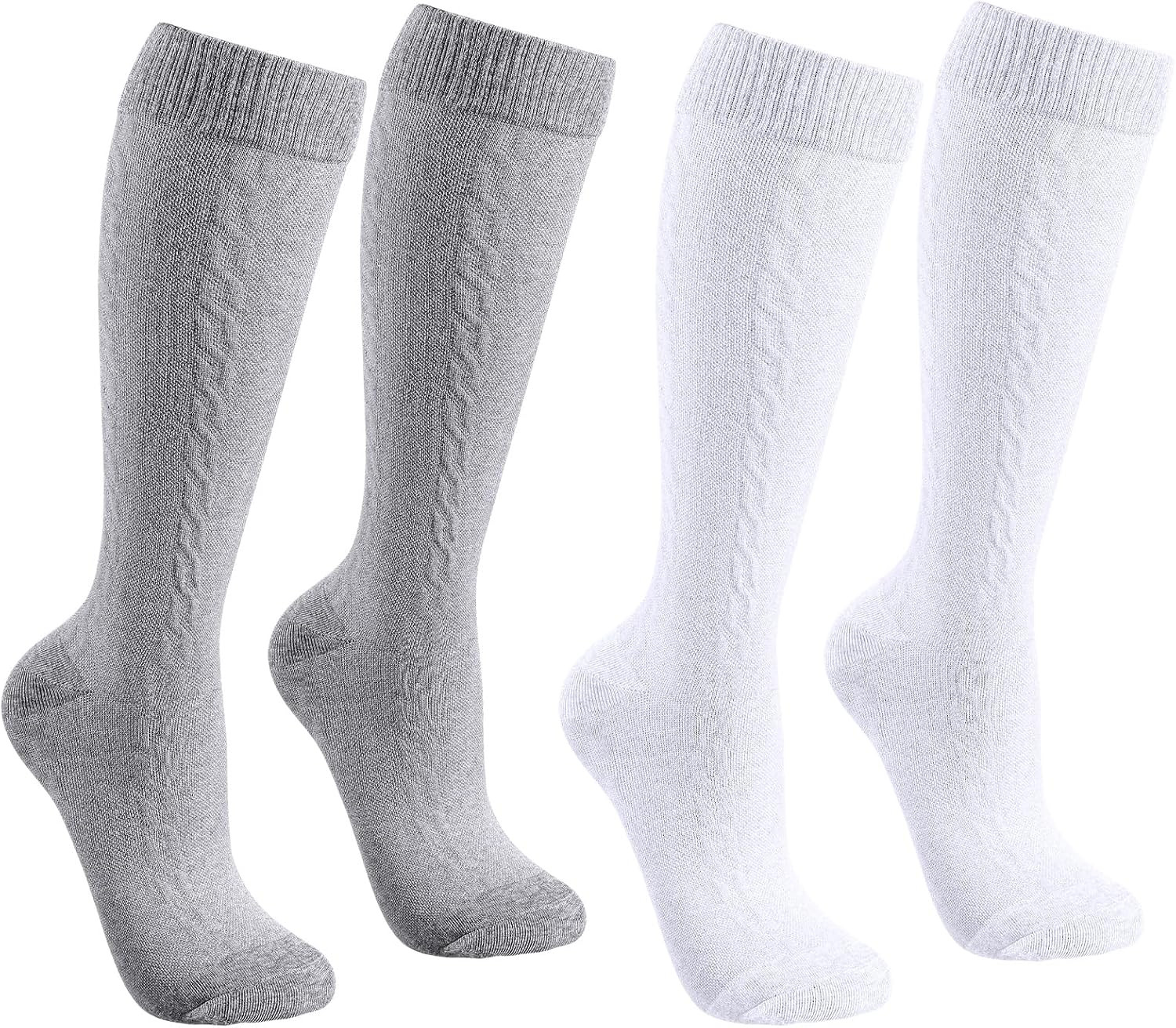 2 Pairs Oktoberfest Socks, Embroidered German Bavarian Knee High Socks