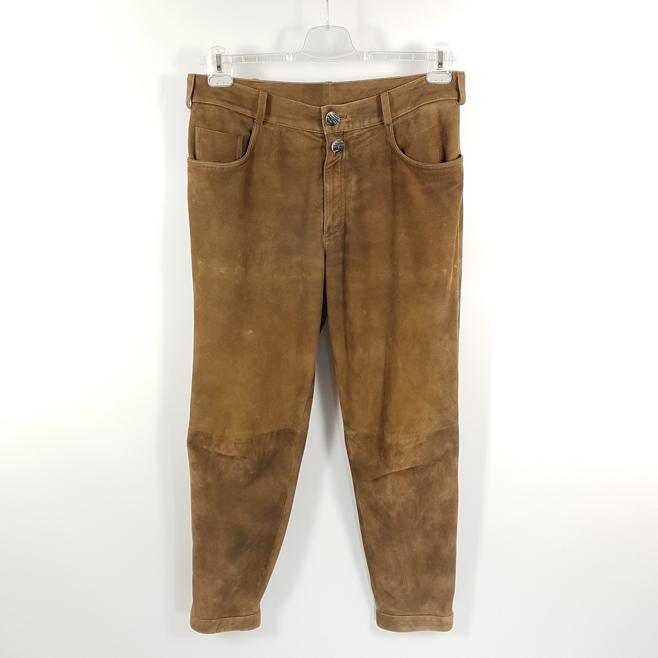 Spieth & Wensky Leather Trousers Mens Size 50 W33 L32 Brown Tapered Long Traditional Pants