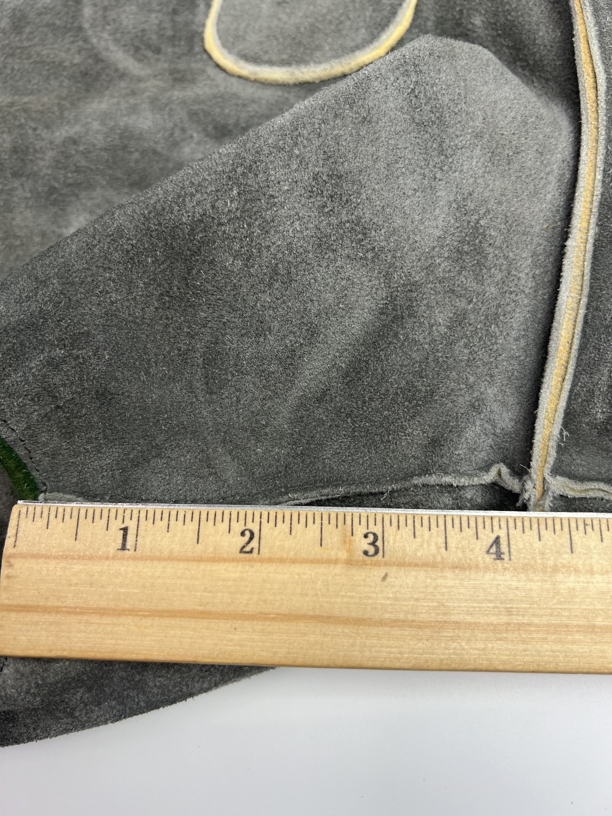 Lederhosen Oktoberfest Suede Leather Gray Shorts Green Trim No Size Tag